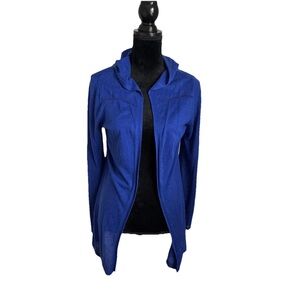 Cynthia Rowley Cardigan Womens M Hooded Open Front Lightweight Knit Linen Blend